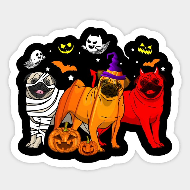 Funny Pug Halloween Costume Gift Sticker by Bensonn